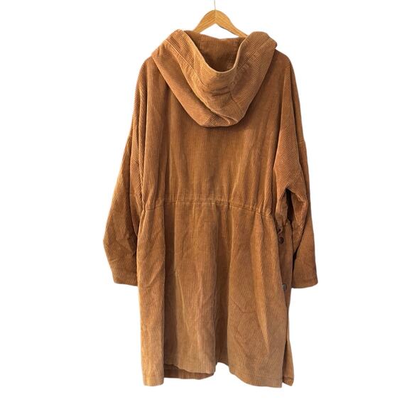 POL Corduroy jacket Oversized Hooded Button Down Trench Coat Tan Western Utility - Picture 7 of 7
